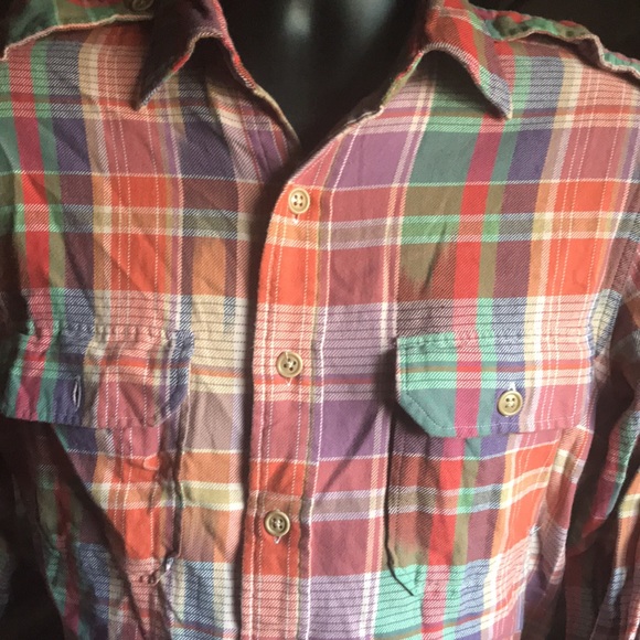 🚨B2G1 POLO RALPH LAUREN Purple Red Green Orange 2 Pockets Cotton Long Sleeve - Picture 1 of 4